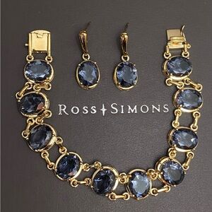 Ross Simons sapphire Bracelet & earrings 18k gold vermeil 925 sterling silver